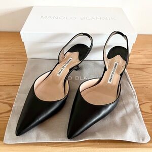 Manolo Blahnik Black Leather Heels